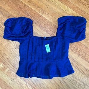 Blue Crop Blouse M